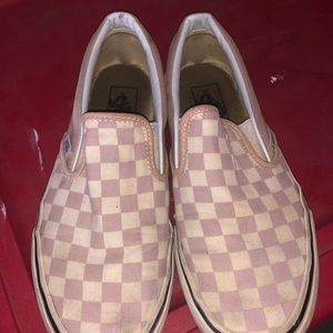 mauve colored checkered vans